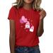 Valentine's Day Casual Loose Fit Short Sleeve T Shirt Printed Round Neck T Shirts Casual for Men and Women Red Medium
