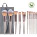 Makeup Brush Set with Blush Contour Foundation Flat Angled Blending Definer & Concealer Make up Brushes - Synthetic Bristles Champagne Gold Pouch Included - Professional & Vegan-Friendly - Buy Online on GoSupps.com