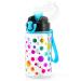 Cute Water Bottle with Straw for Kids Girls Boys  BPA Free Tritan & Pretty Foil Print & Leak Proof One Click Open Flip Top & Soft Silicone Sipper & Easy Clean & Soft Carry Loop  15oz / 450ml (Dot)