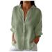 Summer Linen Tops for Women Sale Clearance Summer Tees Long Sleeve Half Sleeve V-Neck Cotton and Linen Loose Shirt Blouses Ladies Tshirt Casual Flowy Beach T-Shirt Tops 3200-qppoj-e-green XL