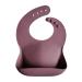 Mushie Baby Silicone Bib | Adjustable Fit Waterproof Bibs | Easy Wipe Baby Feeding Bibs | 4 Adjustable Sizes with Deep Front Pockets | 100% BPA and Phthalate Free Dusty Rose
