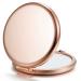 Getinbulk Compact Mirror for Purse  Double-Sided 1X/2X Magnifying Metal Pocket Makeup Mirrors(Round  Rose Gold) Rose Gold 1