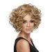 Yyf-wig breathable wig women short curly headgear wig black brown female curly hair wig naturally realistic fake headgear fashion (color: gold)
