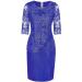 Womens Plus Size Floral Lace Sheath Dress - Dark Blue - Knee Length for Work, Casual, Party - Cocktail Dress - Buy Online on GoSupps.com