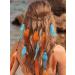 Fashband Indian Feather Headband Boho Tassel Hippie Headdress Vintage Tribal Headpiece Indian Party Headwear Hair Accessories for Women (blue)