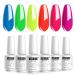 Vishine Neon Gel Nail Polish Starter Kit - 6PCS Bright UV LED Manicure Set | Soak Off Neon Yellow Green Orange Red Varnish 8ML C010 - Buy Online on GoSupps.com