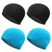 Nitaiun 4 pieces of bath caps for adults children unisex-fabric-bathrooms stretchy fabric swimwear comfortable no pulling light bathing caps black and blue