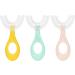 Vicloon 3Pcs Kids U-Shaped Toothbrush Set for Toddlers and Children (2-6 Years) | Oral Cleaning with Food Grade Silicone Brush Head | Blue, Pink, Yellow - Buy Online on GoSupps.com