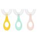 Vicloon 3Pcs Kids U-Shaped Toothbrush Oral Cleaning Toothbrush Manual Whole Mouth Teeth Brush with Food Grade Silicone Brush Head for Toddlers and Children (2-6 Years) Blue+pink+bright Yellow