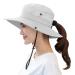 Muryobao Women's Ponytail Sun Hat UV Protection Foldable Mesh Wide Brim Beach Fishing Hat Pure Beige