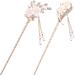 Lurrose 2 pieces Chinese hair rod metal pearl hairpin Japanese hairstick flowers hair chicken stick opal hairpise hairstock hair jewelry