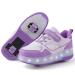 Shoes with roles for girls boys adjustable roller skates shoes retractable sneakers with roles for children led flashing roller skate shoes for outdoor sports 31 EU purple