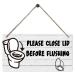 Toilet Warning Sign Wooden Plaque Hanging Wall Art ,Bathroom Wood Sign, Please Close Lid Before Flushing Hanging Washroom Bathroom Toilet Home Decoration