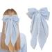 8 Inch Large Blue Hair Bow - Butterfly Knot with Long Tail  Metal & Fabric - Women's Fashion Hair Accessory  Large Hair Bows for Women Girls  Hair Bow Barrette Clip for Casual & Formal Events - 1 Pcs ( Blue)