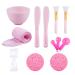 Sonku Facemask Mixing Bowl Set  Silicone DIY Face Mask Tool Kit with Facial Mask Bowl Silicone Brush Spatula Measuring Spoons Measuring Cup Sponge Makeup Headband-Pink