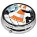 Portable Ice Hockey Pattern Mini Round Pill Box | 3 Compartment Organizer for Travel Home & Office - Buy Online on GoSupps.com