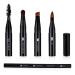 simarro 4 in 1 Makeup Brush Set Portable Travel Size Make Up Brushes Detachable Eyeshadow Brush Eyebrow Brush Screw Brush Lip Brush for Foundation Concealer and Powder Liquid (Black)