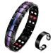Vicmag Men Magnetic Bracelets Titanium Steel Magnet Bracelet Ultra Strength Double Row 3500 Gauss Wristband Brazaletes with Adjustment Tool & Jewelry Gift Box (Purple Line 4 Elements)