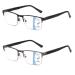 Missfive 2 Pack Mens Quality Progressive Multifocus Reading Glasses Blue Light Blocking Man Spring Hinge No-Line Multifocal Readers Half Frame Metal Eyeglasses (Workspace For Near Range 2.5x) Multifocus/ 1 Black+1 Gunmetal 2.5 x