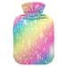 Rainbow Galaxy Hot Water Bottle with Cover Hot Water Bottles for Pain Relief Hot Water Bag Feet and Bed Warmer for Headaches 2L