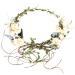 Flower Crown Headband Rose Wreath Garland Hair Bands Floral Wedding Bridal Hair Hoop Women Ladies Leaf Vine Party Decoration Headdress Headwear Christmas Handmade Headpiece Hair Accessories White White Tone with Leaf