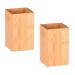 HAC24 2X Bamboo Toothbrush Cup Square Toothbrush Holder Toothbrush Toothpaste Bathroom Cup Bamboo Cup Toothbrush Container