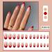 Shop Halloween Press on Nails - Medium Length Horror Bloody Fake Nails | Red French Tips Coffin Full Cover with Glue | 24Pcs for Halloween Party - Buy Online on GoSupps.com
