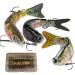 Mejoser wobbler set 3 pieces jerkbait art bait set swimbait hardbait fishing bait for pike perch pikeperch fishing with 2 drilling hooks and fish bait box colorful