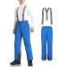 AOLI RAY Men's Ski Pants Snowboard Pants Bib Pants Waterproof Lined Windproof Outdoor Pants with Removable Straps L Small Blue