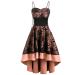 Vintage party dress for women tube top sling rock floral printed slim dress with high waist and irregular hem black