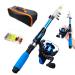 Spinning Combos Kids Angel Stange 4PCs Telescopic Mini Children Fishing Rods Starter Set Keramik Guide Ring Fiberglas Bait fishing rod for beginners