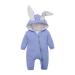 Kids Tales Newborn Baby Winter Warm Outfits Cute Rabbit Ear Hooded Zipper Romper 0-3 Months Blue