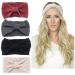 4 pieces of women knitted headband elastic hair bands Bow wool turban headwrap headbands winter headband (red gray black pink)