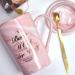 Bokalaka Mother's Day Gift - 400ml Pink Ceramic Coffee Cup with Lid & Spoon | Perfect Mom Gifts & Birthday Present | Best Mom in the World - Buy Online on GoSupps.com