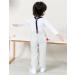 Mint Green 4pcs Baby Boy Gentleman Wedding Outfit Set 3-4 Years | Long Sleeve Shirt, Pants, Suspenders, Bowtie in White Grey - Buy Online on GoSupps.com