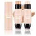 2Pcs Contour Highlight Stick, 2 in 1 Cream Contour Highlight Stick Moisturize Highlighter and Bronzer Pen Contour Stick With Built-In Blending Brush, Long Lasting & Smooth, Blends Easily Face Makeup Highlight & Contour set