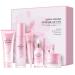 Cherry Blossom Skin Care Gift Set for Teenage Girls Women 5 Piece Hydrating & Cleaning Skincare Sets Routine Kit with Cleanser Toner Serum Eye Cream Essence Cream Anti-Aging Skin