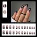 Buy IMSOHOT Matte Square Press on Nails - Medium Black Flame French Tips with Rhinestones | 24 Pcs Full Cover Acrylic Nails - Buy Online on GoSupps.com