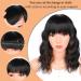 Ucubb Black Mixed Brown 14 Inch Short Wavy Bob Wig with Bangs - Shoulder Length Synthentic Heat Resistant Curly Hair Wig for Black Women - Buy Online on GoSupps.com