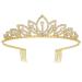 FRCOLOR 1pc Decorative Rhinestone Dress Accessory Princess Headband Shiny Crystal Crowns Party Women Bride Exquisite Comb Girls Trend Bridal Prom Party Baroque Shining Gold Plastic Tiara Small 15x3cm Golden