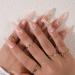 Xerling 24Pcs Long Coffin Nails Press on False Nails with Stripe Designs for Women Glossy Transparent Ballerina Full Cover Fake Nails Tips for Girls (Pattern G)