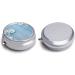 Round Pill Box with White Flowers & Light Blue Wood Print - 3 Compartment Portable Pill Organizer - Decorative Metal Pocket Pill Case - Style 42 - Buy Online on GoSupps.com