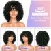 14 Soft Curly Afro Wig with Bangs for Black Women | Premium Synthetic Curly Full Wig for Daily Use - Natural Black 1B - Buy Online on GoSupps.com