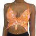 Nicute Women's Sequin Strapless Bra Top Butterfly Sequins V-Neck Top Festival Outfits for Women and Girls Orange