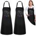 Satinior I do nails nail tech cosmetic apron with colorful rhinestones 2 pieces waterproof nail apron with 3 pockets of living pattern
