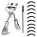 Wllhyf eyelash pliers KIT Professional eyelash pliers metal make-up tool with built-in comb eye with 10 replacement refill pads for women get dramatically curved eyelashes (silver)