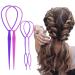 Vrose Flosi Topsy Tail Hair Tool Hair Pull Through Tool Hair Loop Styling Tool - Ponytail Maker French Braid Loop For Hair Styling Gifts For Women - Braiding Hair Supplies (pink+purple)