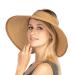 Women Sun Visors Foldable Straw Hats Summer Beach Packable Hat Floppy Wide Brim Cap Deep Style, Adjustable Size Khaki 3