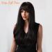 Honybia Black Wig with Bangs - Natural Synthetic Wavy Curly Heat-Resistant Hair for Women | Ideal for Costumes Carnival & Theme Parties - Buy Online on GoSupps.com