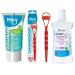 Oral hygiene set i mouthwash + tongue cleaner + tongue gel i medical mouthwash against gum inflammation |Tongue scraper with tongue brush |Fighting bad breath (3-Set) 3-part set